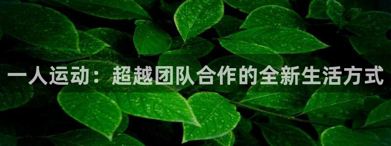 三亿体育网页版：一人运动：超越团队合作的全新生活方式